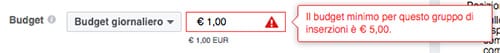 errore budget giornaliero minimo