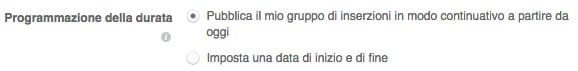 durata campagna facebook orari