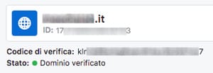 dominio verificato facebook